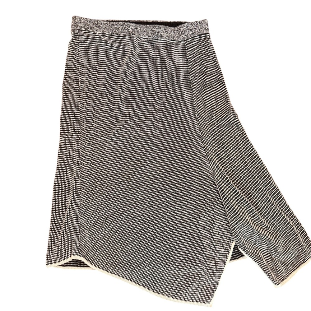 Nic+Zoe Black White Textured Knit Asymmetrical Midi Skirt XL Fall Winter Skirt
